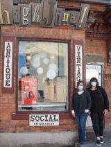 HighJinx co-owners (l-r) Karen Nielsen and Leigh Reid stand in front of their their social enterprise. On March 15 they celebrated 10 years serving the community.