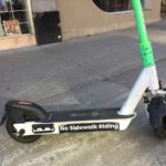 A Lime scooter on Bank Street. Note the new "No Sidewalk Riding" notice on the scooter. Alayne McGregor/The BUZZ