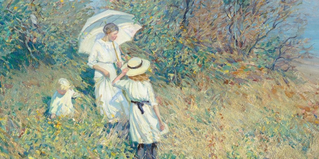 “Sunny September” (1914) by Helen McNicoll is in the new National Gallery exhibit of Canadian Impressionist art. [image courtesy National Gallery of Canada]