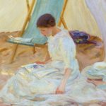 “In the Tent” (1914) by Helen McNicoll is in the new National Gallery exhibit of Canadian Impressionist art. [image courtesy National Gallery of Canada]