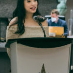 Zexi Li speaks to Ottawa City Council on March 23, after receiving the Mayor’s City Builder Award “in recognition of her exemplary action and her inspiring contributions to the community during the occupation of Ottawa by protesters.” (City of Ottawa)