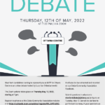 The poster fort the May 12 2022 provincial all-candidates debate.