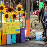 The Sunflower Peace Fort at Earth Day in Dundonald Park (Cecilia Shea on right) (Stephen Thirlwall/The BUZZ)