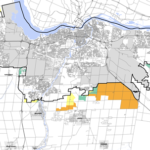 The coloured sections of this map show the proposed additions to Ottawa's urban area proposed by City staff for the 2021 edition of the city Official Plan. The pre-2022 urban boundary is shown in black. Even more land was added to the urban area when the provincial government finally approved the Official Plan in November 2022. (City of Ottawa)