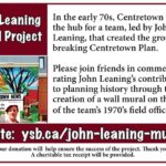 The card asking for donations to the John Leaning Mural project.