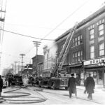 The site of the proposed development (on Bank between Nepean and Lisgar) after its 1950 fire. The buildings have been little altered in the intervening years. Photo: City of Ottawa Archives