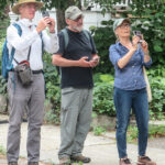 NeighbourWoods volunteers use phone apps to determine tree heights. (Stephen Thirlwall/The BUZZ)