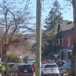 Cooper Street was packed with security, blocking the street and driveways, when U.S. First Lady Jill Biden visited the Rideau Curling Club on March 24. (Stephen Thirlwall/The BUZZ)