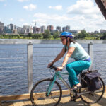 The Chief William Commanda Bridge finally opened on August 4, 2023. Centretowner Tannis Bujaczek was one of many cyclists and pedestrians immediately took advantage of the new active transportation connection from Ottawa to Gatineau. (Brett Delmage/The BUZZ)