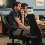 Sam Hersh of Horizon Ottawa (l) with lawyer Kyle Morrow (r) await the verdict of the city’s Election Compliance Audit Committee on July 31. (Alayne McGregor/The BUZZ)