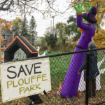 On October 29, 200 parents and children enjoyed a Hallowe'en party with spooky-themed games in Plouffe Park - and learned more about the fight to save the park. (Alayne McGregor/The BUZZ)