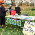 The P4X Coalition talked to many residents about the future of Plouffe Park at the Hallowe'en celebration on October 29. (Alayne McGregor/The BUZZ)