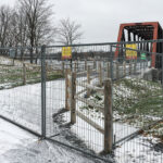 The Chief William Commanda bridge was again fenced off to users as of November 21, 2023 because of the city's concerns re plowing and salt. (Alayne McGregor/The BUZZ)