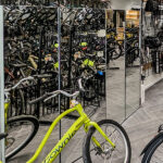 The huge floor-length mirrors at 437 Cooper St. now reflect bikes rather than fur coats. (Brett Delmage/The BUZZ)